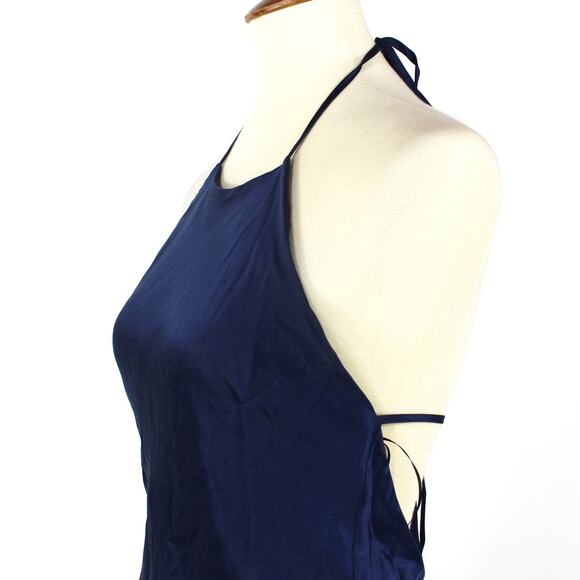 Reformation Jeany Navy Silk Halter Maxi Dress Medium NEW Satin Open Back Gown - Picture 4 of 7